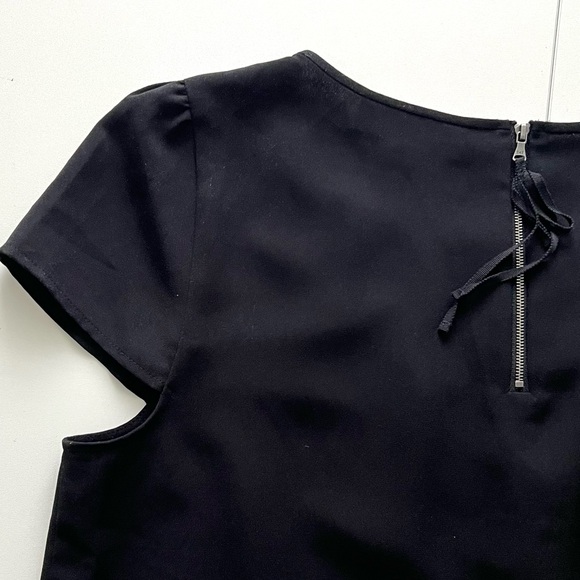 Ann Taylor LOFT Black Short Sleeve Blouse Black Size Large - Picture 7 of 11